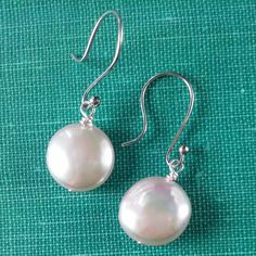 White Coin Pearl Earrings | Etsy Classic Everyday Pearl Drop Jewelry, Classic Round Pearl Earrings For Everyday, Classic Everyday Nickel Free Pearl Earrings, Classic Round Pearl Drop Earrings, Classic Nickel-free Pearl Earrings, Classic Hypoallergenic Pearl Earrings, Classic Everyday Pearl Jewelry, Classic Round Pearl Earrings, Classic Round Pearl Necklace For Everyday