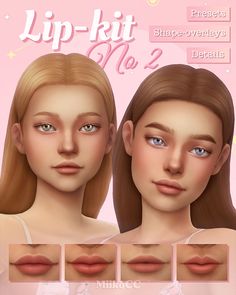 three different images of the same woman's face and lip - kit no 2