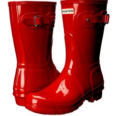 Hunter Women's Original Short Gloss Rain Boots Red Like New, Only Worn Twice Sorry For The Bad Lighting In The Photos I Keep Forgetting To Take Better Ones! Hunter Shoes, Women Hunters, Outfit Winter, The Bad, Winter Rain, Red Color, Rain Boots, Winter Outfits, Like New