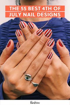 Whether you're looking for a simple mani or want a bold manicure, I found the best 4th of July nail designs to try now. From starry gems to firework designs, here are 55 patriotic nail art ideas to get you ready for Independence Day. Nails Fourth Of July, 4th Of July Nail Ideas, Summer Dinner Party Ideas, 4th Of July Nail Designs, July Nail Designs, Patriotic Nail