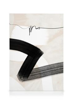 an abstract painting with black and white lines