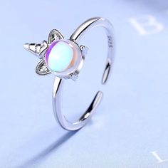 A Beautiful Unicorn Ring Size Is Adjustable 925 Sterling Silver Stamped Ace Ring, Gold Wire Ring, Unicorn Ring, Jewellery Crystal, Acrylic Ring, Ring Fashion, Small Rings, Crystal Shop, Moonstone Ring