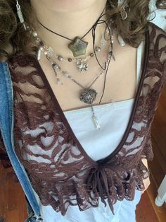 Layered Jewelry Grunge, Grunge Necklaces Layered, Layered Necklaces Aesthetic, Whimsigoth Accessories, Fairy Grunge Necklace, Whimsigoth Jewelry, Layered Necklaces Silver, Fairy Necklace, Hippie Necklace