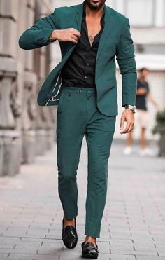 Mens Suits Green, Green Suit Men, Homecoming Outfits For Guys, Terno Slim, Prom Suits For Men, The Suits, Blazer Outfits Men, Formal Men, Formal Men Outfit