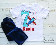 Pilot Airplane Boys Birthday Personalized Shirt #shopsmall #handmade #SewLuckyEmbroidery Short Sleeve Birthday Shirt For End Of School Year, Planning A Birthday Party, Pilot Airplane, Cake Smash Photo Shoot, They Grow Up So Fast, Big Cake, Airplane Pilot, Elephant Birthday, Our Birthday