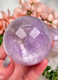 Ametrine Spheres Ametrine Crystal, Antique Marbles, Crystal Properties, Crystal Goddess, Boho Cowgirl, Gazing Ball, Crystal Design, Crystal Meanings, Crystal Sphere