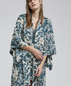 Vestaglia in chiffon stampa fiore - 2.3.3 Kimono Top, Cover Up, Chiffon, Lingerie, Women's Top