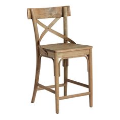 a wooden chair with a cross back and seat