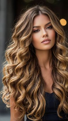 Chic Melena con Reflejos Dorados y Balayage Straight Hair Honey Blonde Curls, Glamorous Updo, Dark Skin Blonde Hair, Balayage Straight Hair, Balayage Straight, Colors For 2024, Short Pixie Cuts, Beige Hair, Haircuts For Long Hair With Layers