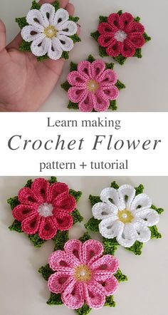 crochet flower pattern and video instructions for beginners to make them look like they are