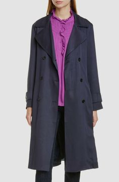 $625 ba&sh Women's Blue Zurich Double Breasted Trench Coat Jacket Size S Description SIZE INFO True to size. XS=00-0, S=2-4, M=6-8. Double-breasted button closure Notched lapels Belted cuffs Front pockets Lined 100% lyocell Hand wash, line dry Imported About Us We sell only 100% authentic clothing from new with tags to gently used. We have a 100% authentic or money back guarantee on every item we sell. Items are listed daily so make sure to put us on your favorite! Most of our items come from a Spring Single Breasted Peacoat With Lapel Collar, Spring Single-breasted Peacoat With Lapel Collar, Spring Peacoat With Double Button And Lapel Collar, Spring Single Breasted Peacoat With Notch Lapel, Single Breasted Long Peacoat For Spring, Spring Long-sleeve Peacoat For Work, Spring Long Peacoat With Buttons, Spring Long Peacoat With Pockets, Spring Double-breasted Peacoat For Work