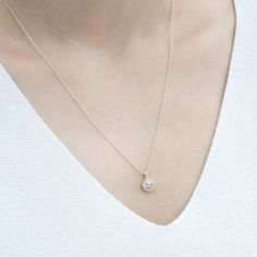 "Genuine rose cut white diamond, not synthetic not lab created, 0.45ct, 5.7mm, eye clean Solid 14k gold rope chain, adjustable length at 16\" and 18\" with spring clasp closure Made of 100% recycled precious metal and ethically sourced gemstone" Solitaire Necklace With Delicate Chain For Everyday, Dainty Solitaire Necklace With Round Cut For Everyday, Dainty Round Cut Solitaire Necklace For Everyday, Dainty Everyday Solitaire Necklace With Round Cut, Everyday Solitaire Necklace With Delicate Chain, Delicate Round Solitaire Necklace In Yellow Gold, Delicate Yellow Gold Solitaire Round Necklace, Delicate Yellow Gold Solitaire Necklace, Dainty Yellow Gold Solitaire Necklace