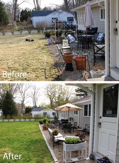 before and after pictures of a backyard makeover