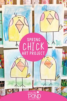 the spring chick art project is an easy and fun way to teach kids how to draw