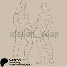 two men standing next to each other with their hands on their hipss and one holding the