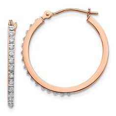 Diamond Fascination 14k Rose Gold Diamond Fascination Round Hinged Hoop Earrings Rose Gold Hoop Earrings, Women Diamond, Rose Earrings, Fine Jewelry Gift, Rose Gold Diamonds, Fine Jewellery Earrings, Jewelry Lover, Fascinator, Pink And Gold