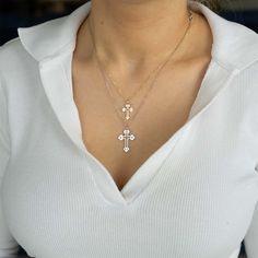 Introducing our flat Greek Orthodox cross: the perfect addition to your Greek jewelry collection! The cross is engraved with 4 sets of letters representing the phrase “Jesus Christ Conquers”: IC XC (Jesus Christ) & NI KA (Conquers/Victory). Greek Orthodox Cross, Orthodox Jewelry, Arabic Jewelry, Engraved Cross, Orthodox Cross, Fleur Orange, Sterling Silver Cross Necklace, Turquoise Bead Necklaces, Greek Jewelry