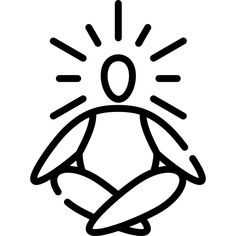 a black and white line drawing of a person with the sun shining above their head