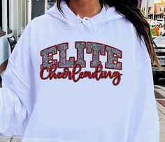 Custom Glitter Cheerleading SweatShirts and Hoodies - **Please Refer to the Pics** PRIMARY- Top Name or Letters SECONDARY- "Cheerleading" **Sweat Shirt & Hoodie  Info: 50/50 Cotton/Poly - Solid Colors 40/60 Cotton/Poly - Heather Colors 8 Oz. Tear Away Tag Pre-ShrunkPill-resistant air jet yarn Uni-Sex Sizing   **Available Sizes:     Adult - Small, Medium, Large, X-Large, 2X-Large    Youth - Small, Medium, Large & X-Large (YOUTH SIZES DO NOT HAVE DRAWSTRINGS for HOODIES) Personalization Boxes are for REQUESTED INFO ONLY - DO NOT INCLUDE ADDITIONAL COLORS, SIZES OR INFO--- SHOP POLICIES: If You have questions please feel free to ask. 1.) I am not responsible for color selections. Nor am I responsible for your errors or omissions when you place an order. 2.) 2 of the Same Glitter Color Will no Cheer Warm Ups, Lexie Grey, Cheer Squad, Cheer Coaches, Cheer Shirts, Pink Out, Team Gear, Custom Glitter, Sweatshirts And Hoodies