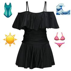 Women's One Piece Flounce Swimsuit Off Shoulder Bathing Suit Tummy Control Swimdress(Fba) Chinlon/Spandex Swimsuit Fabric;Hand Wash Cold; Speed Dry; Lined; Molded Off-shoulder Black Swimwear For Beach Season, Black Off-shoulder Swimwear For Beach Season, Off-shoulder Black Swimwear For Beach, Black Off-shoulder Swimwear For Beach, Chic Black Off-shoulder Swimwear, Black Stretch Tankini With Ruffles, Black Stretch Ruffle Tankini, Black Ruffled Stretch Tankini, Black One-piece Tankini For Spring