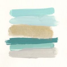 three different shades of blue and green paint on white paper with the words, i love you