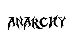 the word anarchy written in black ink on a white background