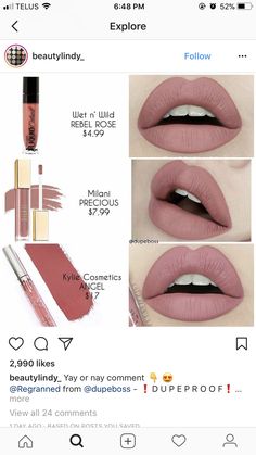 Great color in various price options Makeup Looks Asian, Wet N Wild Lipstick, Must Have Makeup, Kylie Cosmetic, Make Up Tools, Beauty Make-up, Makeup Guide, Pink Lipstick, Mac Makeup