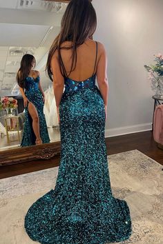 Here is 10% off and you can use code:   MD2025  for your shopping! Formal Prom Dress, V Neck Prom Dresses, Sequin Prom Dress, Sequin Evening Dresses, Green Sequins, Mermaid Silhouette, Sequin Beading, Formal Dresses Prom, Prom Party