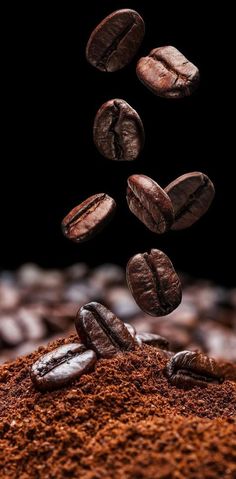 coffee beans falling into the ground