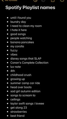 the spotify playlist names are shown in this screenshoto screen shot,