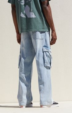 Dive into laid-back style with PacSun's Light Indigo Baggy Cargo Jeans. Crafted from light indigo denim, these jeans feature a zipfly closure, side and back pockets, and large cargo pockets with button closures and a woven PacSun tag for added flair. With a classic relaxed fit that's comfortably baggy, these jeans embody casual cool with a timeless appeal. Blue Outfit Men, Baggy Cargo Jeans, Jeans Pacsun, My Mobile Number, Indigo Denim, Shop Light, Blue Outfit, Cargo Jeans, Laid Back Style