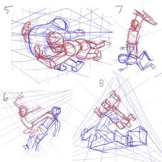 an image of how to draw people doing different things in the same drawing technique as well