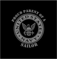 the united states navy seal is shown in this black and white photo, which reads proud parent