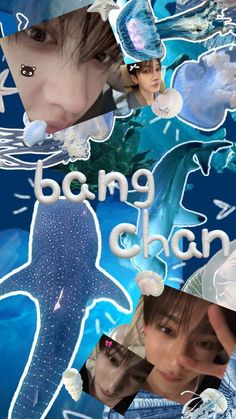 a collage of photos with the words bong chan on it and an image of a woman's face