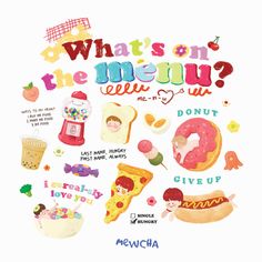 what's on the menu for me? poster with donuts, doughnuts and other food items