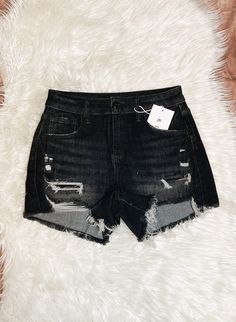 Back In Black, Black Jean Shorts, Denim Outerwear, Cardigan Vest, Women Clothing Boutique, Black Denim Shorts, Back To Black, Denim Fabric, Black Shorts