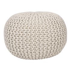 a white knitted poufce on a white background