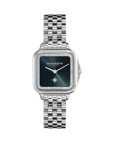 Olivia Burton Classic Soft Square Watch, 28mm Silver Diamond Watch With Chronograph And Rectangular Dial, Olivia Burton Watch, Silver Bracelet Watch, Classy Watches, Iconic Architecture, Burton Women, Crystal Logo, 2015 Trends, Guiding Light