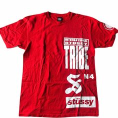 Stussy Mens Red Tee Nwot Med Deadstock No Issues To Note Size: Mens Med Condition: New With Tags Please No Lowball Offers. Note Retail/Current Market Value, Item Availability, Tax Paid In My Area (10.25%), And The 20% Marketplace Fees Urban Style Red Top With Logo Print, Sporty Red Shirt For Streetwear, Urban Red Top With Logo Print, Urban Style Red Cotton Tops, Urban Red Tops With Logo Print, Red Crew Neck Urban Tops, Red Urban Tops With Logo Print, Urban Red Tops For Streetwear, Red Cotton Urban Tops