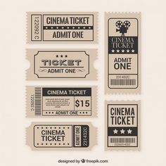 four tickets with the same ticket for an event or movie festival, one has a camera and