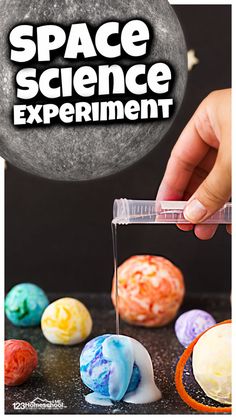 an experiment is being made with colored ice cream and sprinkles on the surface