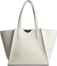 White Calf Leather Bag With Silver-tone Hardware, White Calf Leather Shoulder Bag With Removable Pouch, White Calf Leather Tote Bag, White Calf Leather Bag For Everyday Use, White Calf Leather Shoulder Bag For Daily Use, Shopping Bags In Calf Leather With Silver-tone Hardware, Luxury Shopping Bag With Textured Leather, Luxury Textured Leather Shopping Bag, Saffiano Leather Tote Bags For Shopping