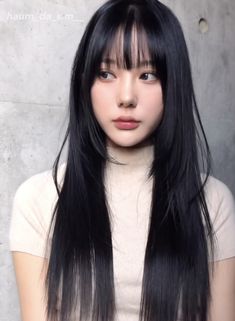 Hime Haircut Bangs, Long Black Hair With Bangs Korean, Himecut Long Hair, Japanese Haircut Bangs, Long Hime Cut Without Bangs, Hime Haircut Without Bangs, Hime Cut Straight Hair, Hime Cut With Wispy Bangs, Japanese Bangstyle Hair