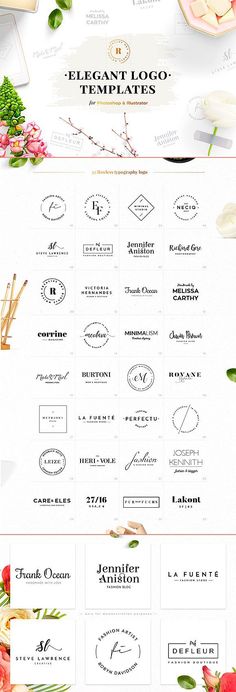 the elegant logo templates are designed with flowers and leaves