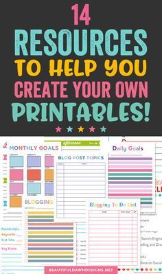 Creating printables is a useful skill for bloggers to have. Today, I want to share over 14 resources to help you create your own printables. Beautiful Dawn, Ms Project, Blog Post Topics, Planner Printables Free, Create Digital Product, Etsy Business, Planner Organization, Planner Pages