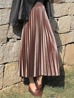 Elegant Pleated High Waist Women's Midi Skirt in Velvety Gold and Royal Blue for Winter Trendy Long Skirt For Winter, Casual Knee-length Pleated Winter Skirt, Winter Casual Non-stretch Skirt, High Waist Pleated Skirt For Fall, High-waist Stretch Pleated Skirt For Fall, High Waist Stretch Pleated Skirt For Fall, Casual Non-stretch Pleated Skirt, Casual Fitted Pleated Skirt For Winter, Winter Long Non-stretch Pleated Skirt