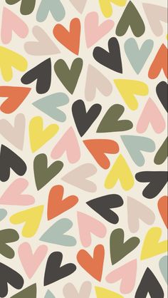 an abstract pattern with hearts in different colors