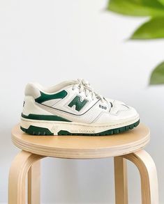 Clothing Product Shots, New Balance 550 White Green, Shots Aesthetic, Sneaker Aesthetic, Nb Sneakers, New Balance 550 White, Nike Clothing, New Balance White