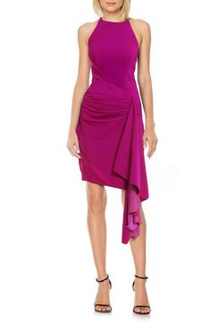 Get glasses raised in a halter-neck cocktail dress accented with a rippling draped flourish that dials up the drama. 38" to 42" center front length (size 8) Hidden back-zip closure Halter neck Lined 95% polyester, 5% spandex Dry clean Imported Jewel Badgley Mischka, Summer Wardrobe Essentials, Style Finder, Hair Fragrance, Made Clothing, The Drama, Halterneck Dress, Comfortable Dress, Toddler Girl Outfits