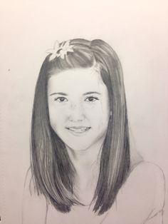 a pencil drawing of a girl with long hair